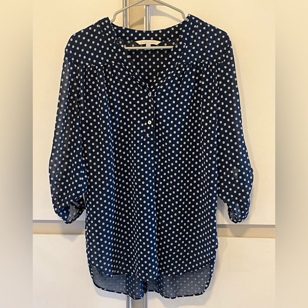 41 Hawthorn Blue Buttoned 3/4 Sleeve Blouse